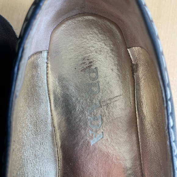 Prada Peep Toe Black Leather Espadrilles Size 8.5 /Euro Size 39 - Picture 10 of 11